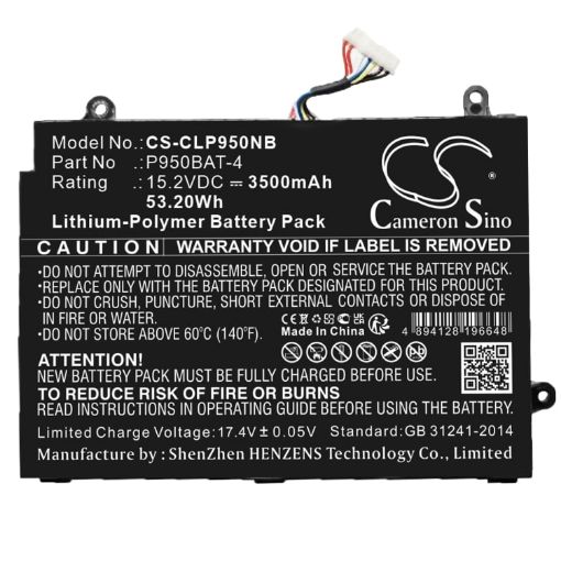 Battery Replacement Clevo 4ICP5/65/80 6-87-P950S-51E00 6-87-P950S-51E01 P950BAT-4 - 1