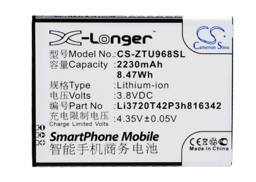 ZTE Li3720T42P3h816342 Li3823T43P3h816342 Battery Replacement for N968 Q508 - 1