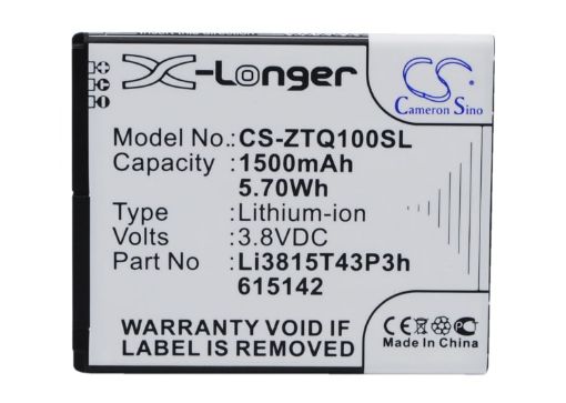 ZTE Li3815T43P3h615142 Battery Replacement for Blade Q Mini NTZEZ667G3P4P - 1