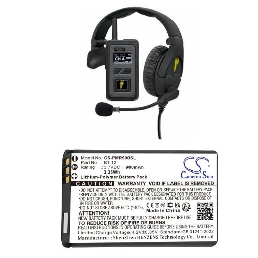 Battery Replacement Pliant BM-X5bt-PK BT-12 for MicroCom XR900 Head - 1